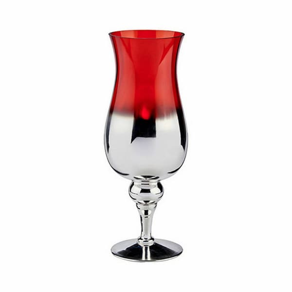 Lyseholder Krystal Rød Sølvfarvet 13 x 35 x 13 cm (6 enheder)