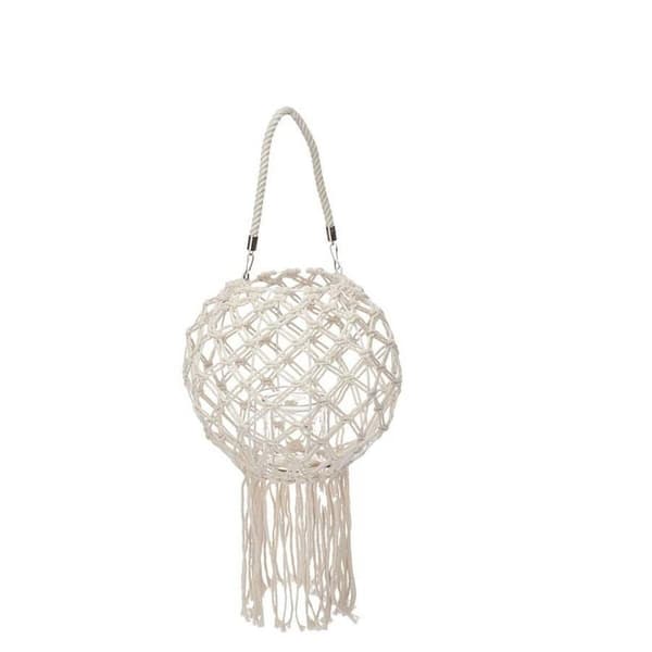 Lyseholder Makramé Hvid Bomuld 26 x 66 x 26 cm (4 enheder)