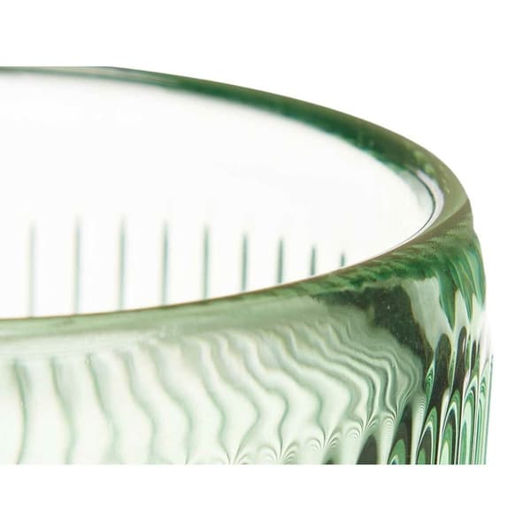Lyseholder Striber Grøn Krystal 7,5 x 7,8 x 7,5 cm (12 enheder)
