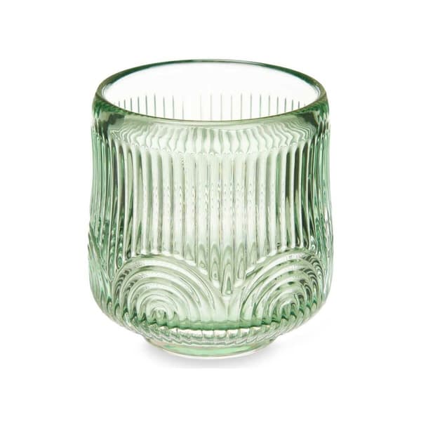 Lyseholder Striber Grøn Krystal 7,5 x 7,8 x 7,5 cm (12 enheder)