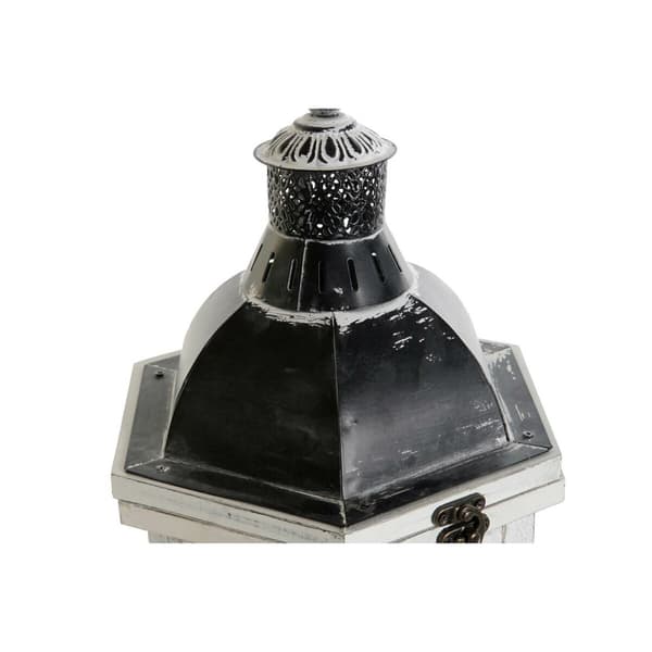 Laantarn DKD Home Decor Ældet overflade Hvid Mørkegrå Træ Krystal 19 x 17 x 39 cm