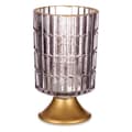 Miniatyrbilde 1 av 2: LED-lykt Metall Grå Gyllen Glass (10,7 x 18 x 10,7 cm)