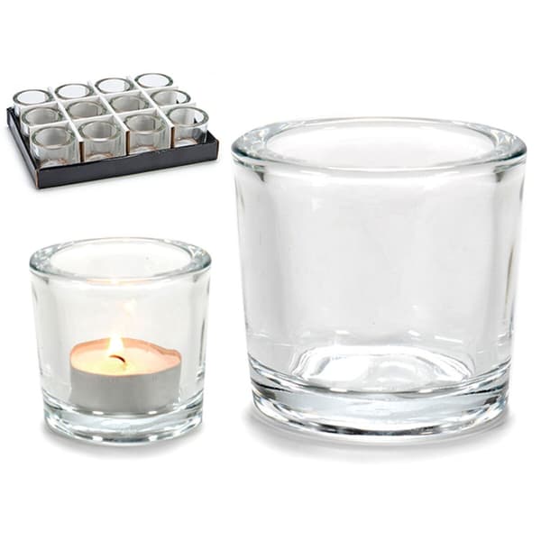 Lysholder Gjennomsiktig Glass 6,5 x 6 x 6,5 cm (12 enheter)