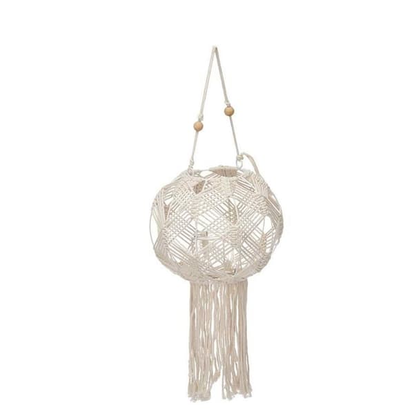 Lysholder Makramé Hvit Bomull 23 x 24 x 23 cm (4 enheter)