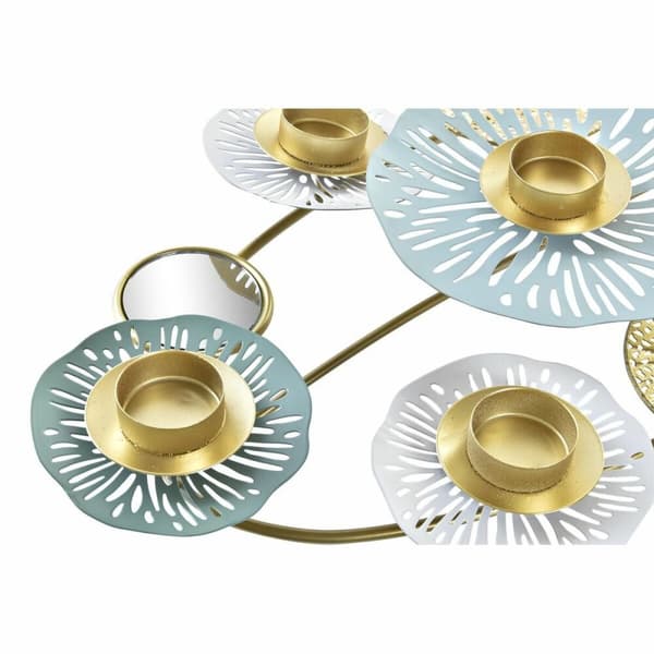 Kynttelikkö DKD Home Decor Peili Kullattu Metalli Mintunvihreä Waterlily (54 x 33 x 8 cm)