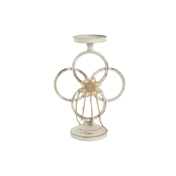 Kynttilänjalka DKD Home Decor 24 x 13 x 34 cm Metalli Valkoinen
