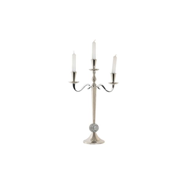 Kynttelikkö DKD Home Decor 30 x 12 x 46 cm Hopeinen Alumiini Kromattu