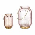 Pikkukuva 3 / 3: LED-lyhty Raidat Pinkki Kullattu Lasi 13,5 x 22 x 13,5 cm (6 osaa)