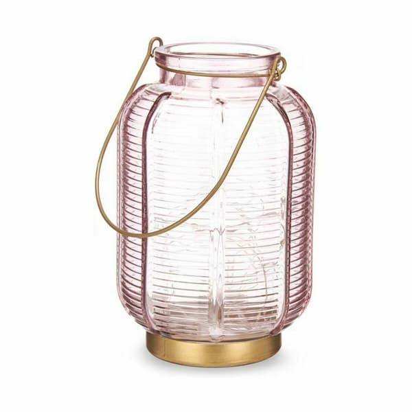 LED-lyhty Raidat Pinkki Kullattu Lasi 13,5 x 22 x 13,5 cm (6 osaa)