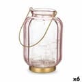 Pikkukuva 1 / 3: LED-lyhty Raidat Pinkki Kullattu Lasi 13,5 x 22 x 13,5 cm (6 osaa)