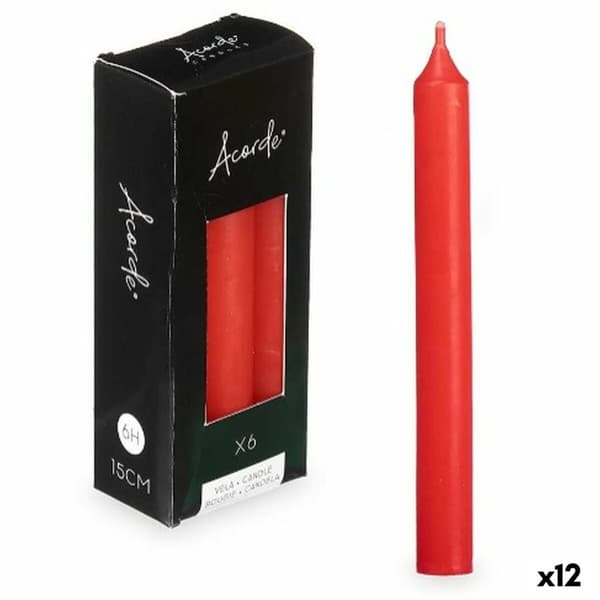 Kynttiläsarja Acorde 123-C-AR Punainen 2 x 2 x 15 cm (12 osaa)