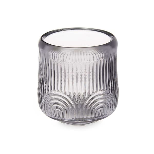 Kynttilänjalka Raidat Harmaa Kristalli 9 x 9,5 x 9 cm (12 osaa)
