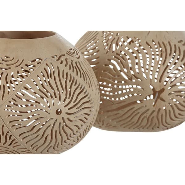 Kynttilänjalka Home ESPRIT Kookoskuitu 15 x 15 x 13 cm (2 osaa)