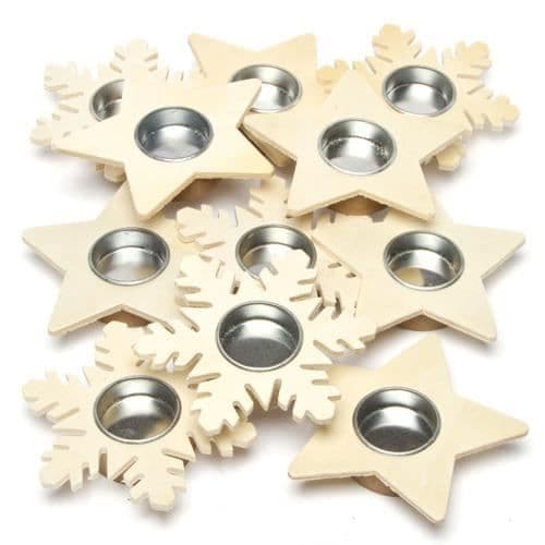 Julträstjärnor och snöflingor värmeljushållare (set med 4)