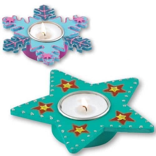 Julträstjärnor och snöflingor värmeljushållare (set med 4)