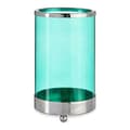 Miniatyrbild 1 av 3: Ljusstakar Silvrig Blå Cylinder Metall Glas (9,7 x 16,5 x 9,7 cm)