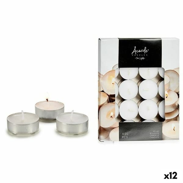 Set med levande ljus Acorde Vit (12 antal)