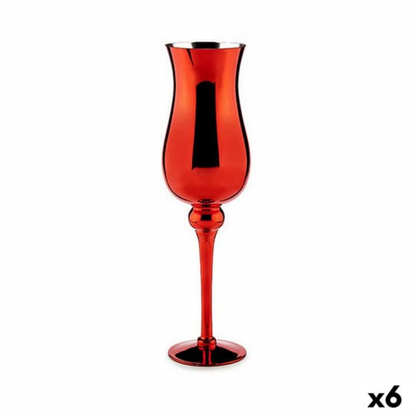 Ljusstakar Glas Röd 13,5 x 4,5 x 13,5 cm (6 antal)