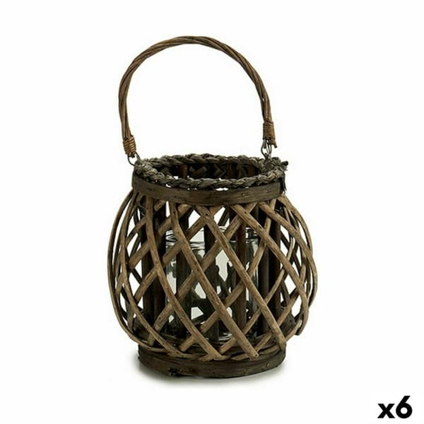 Kynttilänjalka Harmaa Ruskea korihuonekalut Lasi 29,5 x 24 x 22 cm (6 osaa)