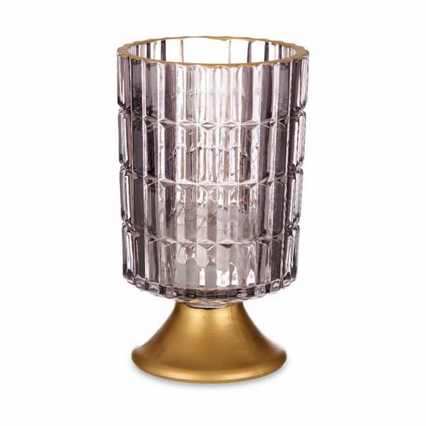 LED-lyhty Harmaa Kullattu Lasi 10,7 x 18 x 10,7 cm (6 osaa)