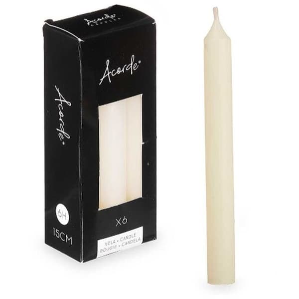 Set med levande ljus Acorde 123-B-AR Kräm 2 x 2 x 15 cm (12 antal)