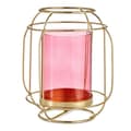 Miniatyrbillede 1 af 3: Lyseholder Pink Gylden Lanterna Metal Glas (19 x 20 x 19 cm)