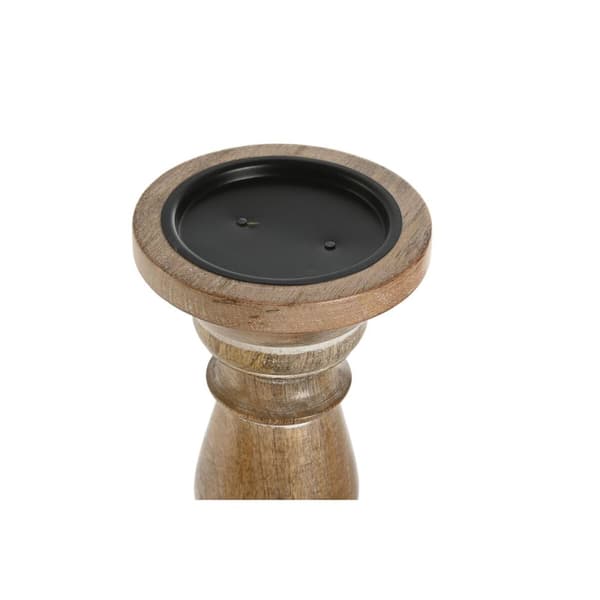 Kandelabre Home ESPRIT Brun Treverk av mangotre Naturell Romantisk 15 x 15 x 76 cm