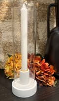 Miniatyrbillede 5 af 6: Ljushållare Ljusstake Glas Vit Svart Beige