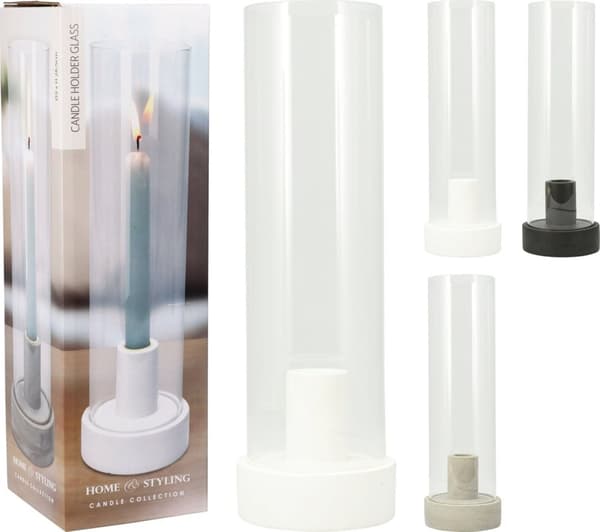Ljushållare Ljusstake Glas Vit Svart Beige