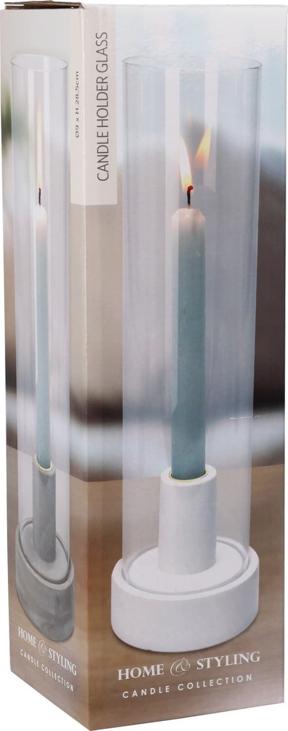 Ljushållare Ljusstake Glas Vit Svart Beige
