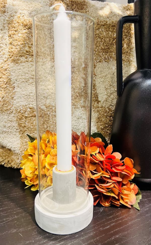 Ljushållare Ljusstake Glas Vit Svart Beige
