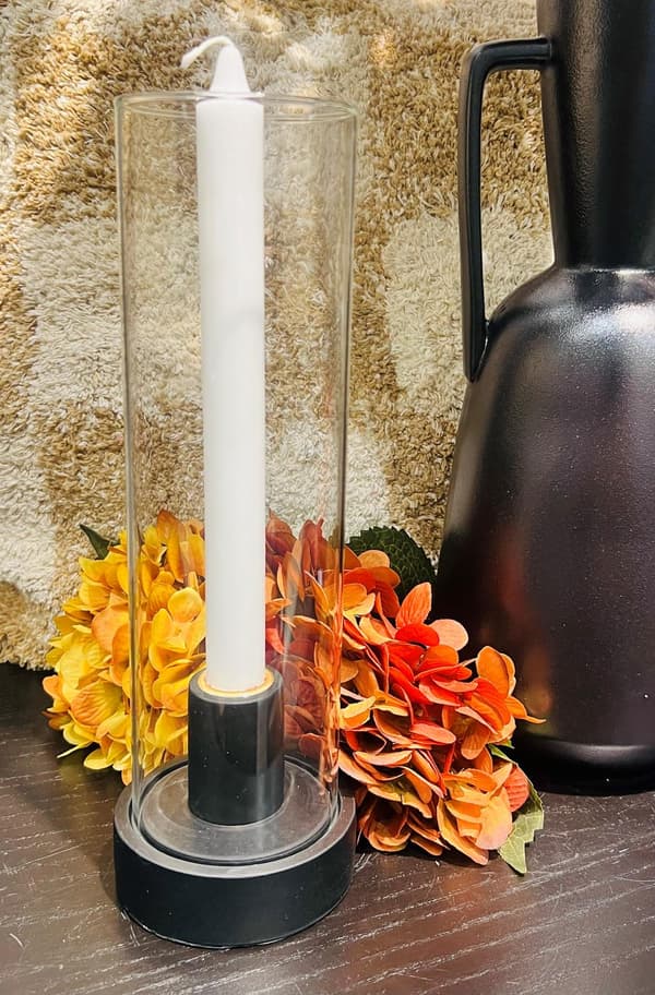Ljushållare Ljusstake Glas Vit Svart Beige