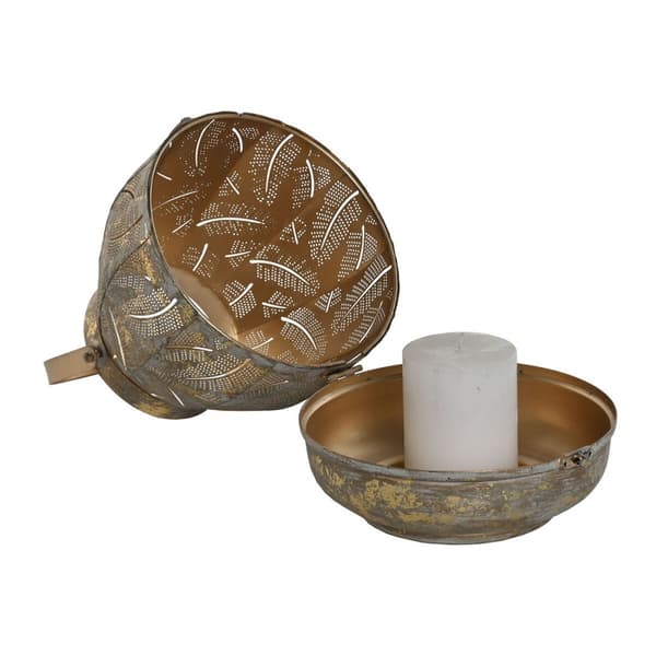 Bordmattesett Home ESPRIT Gyllen Metall 25 x 25 x 28 cm