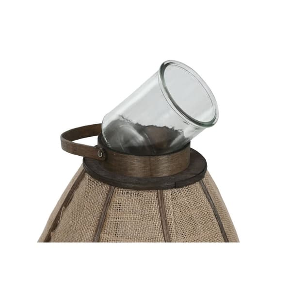 Lysholder Home ESPRIT Naturell Jute Bambus 34 x 34 x 60 cm