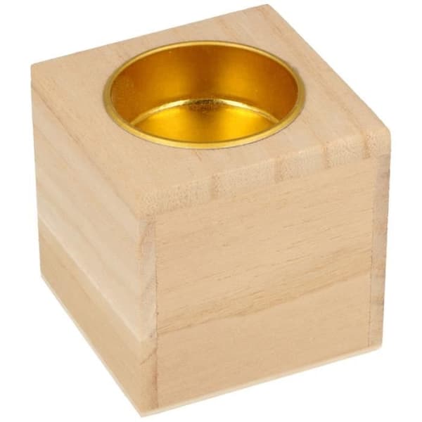 Ljusstakar i trä att dekorera - 6 x 6 cm - 6 st