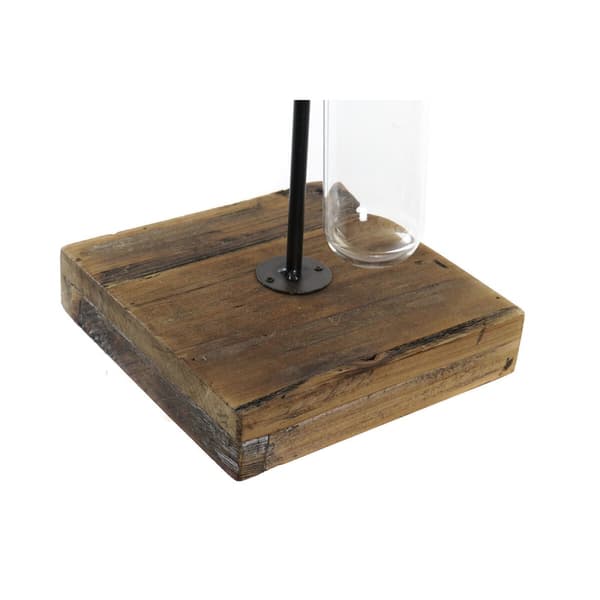 Lyseholder DKD Home Decor Krystal Sort Metal Træ Brun 20 x 20 x 36 cm