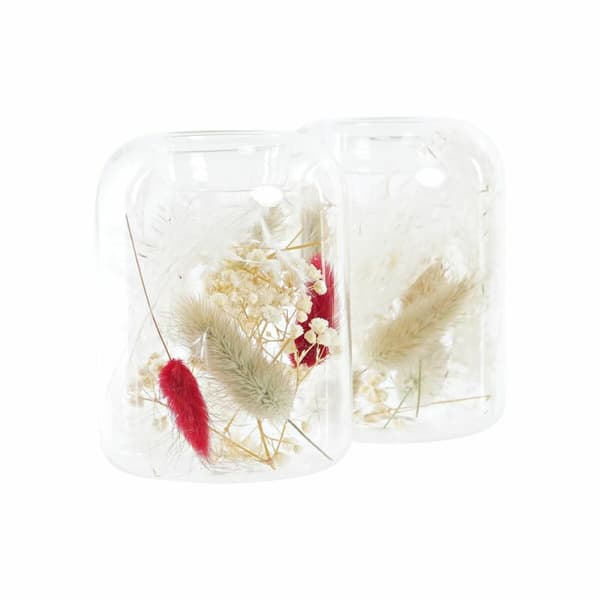 Lyseholder DKD Home Decor Tørret blomst 8 x 8 x 11 cm Krystal Beige Rødbrun (2 enheder)