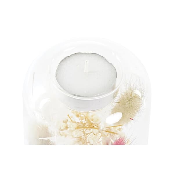 Lyseholder DKD Home Decor Tørret blomst 8 x 8 x 11 cm Krystal Beige Rødbrun (2 enheder)