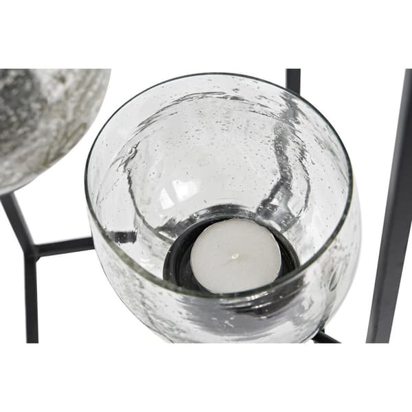 Lyseholder DKD Home Decor Krystal Sort Gennemsigtig 18 x 18 x 76 cm Jern