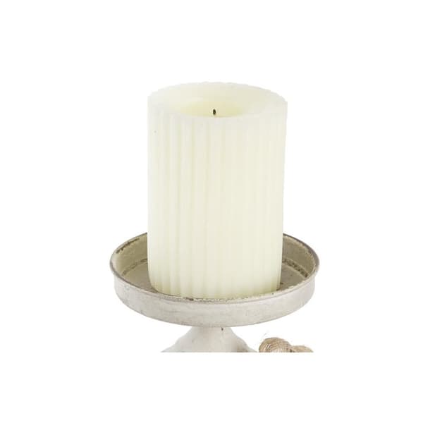 Lyseholder DKD Home Decor 13 x 13 x 17,5 cm Metal Hvid