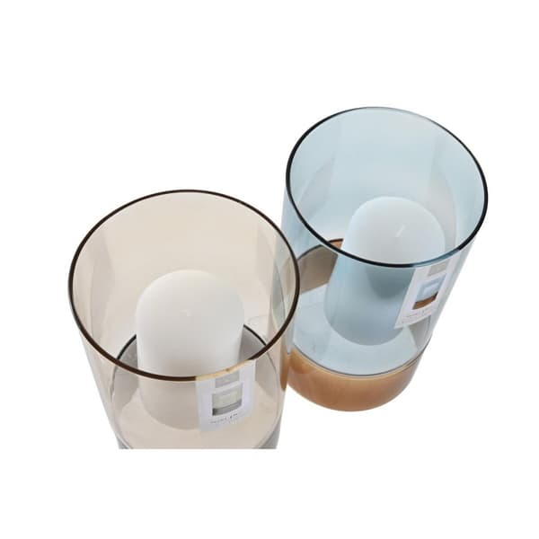 Lyseholder DKD Home Decor Krystal To-farvet Voks 13 x 13 x 21 cm (2 enheder)