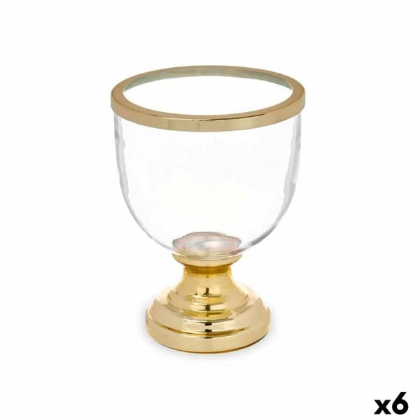 Lyseholder Vinglas Gylden Stål 17,3 x 23,5 x 17,3 cm (6 enheder)