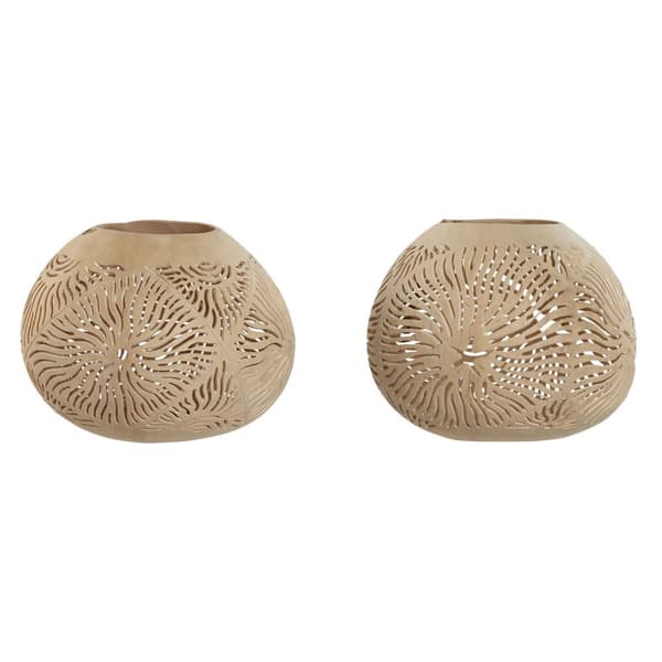 Lyseholder Home ESPRIT Kokosnød Fiber 15 x 15 x 13 cm (2 enheder)