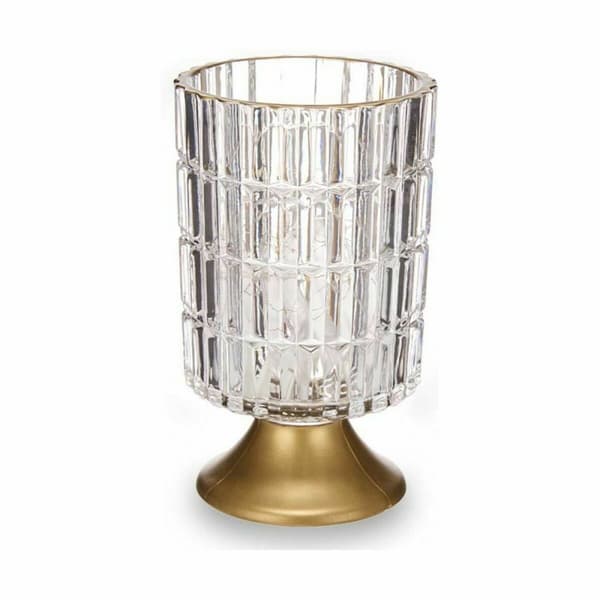 LED-lyhty Läpinäkyvä Kullattu Lasi 10,7 x 18 x 10,7 cm (6 osaa)
