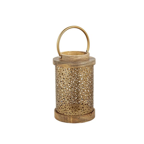 Laantarn Romimex Brun Gylden Træ Metal 16 x 27 x 16 cm