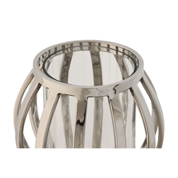 Lyseholder Home ESPRIT Sølvfarvet Krystal Stål 14 x 14 x 14 cm