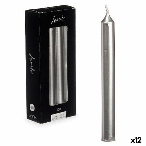 Kynttiläsarja Acorde 126-E-AR Hopeinen 2 x 2 x 20 cm (12 osaa)