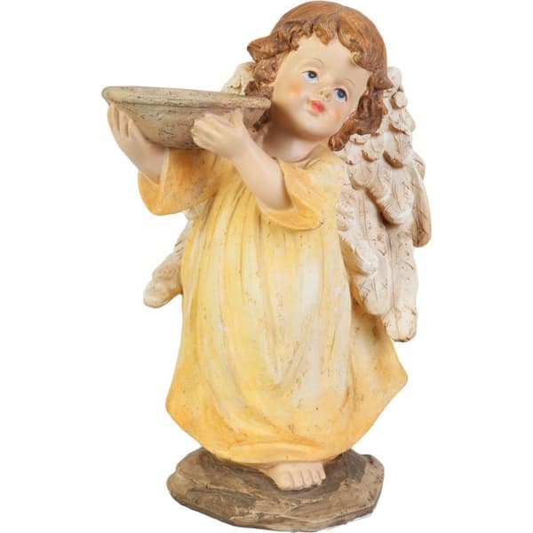 Dekorationsängel med ljusstake i Beige, 29 cm