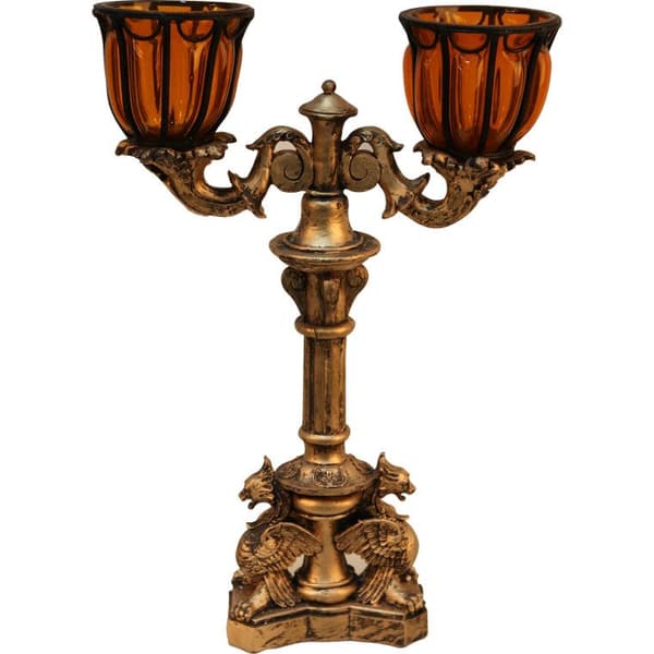 Dobbelt orange lysestage