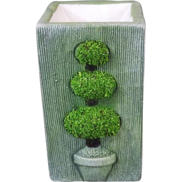 Rektangulær lysestage med træmotiv 12x7 cm